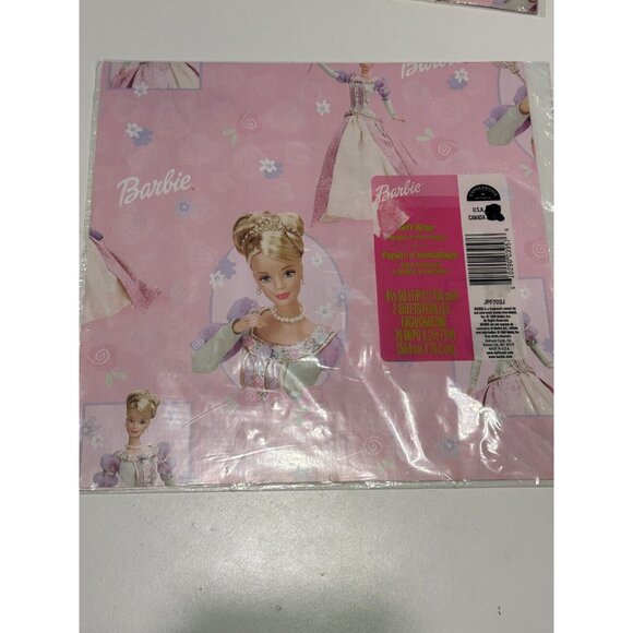 VTG 90s Barbie Hallmark Gift Wrap Paper Pink NOS NEW - Picture 2 of 4